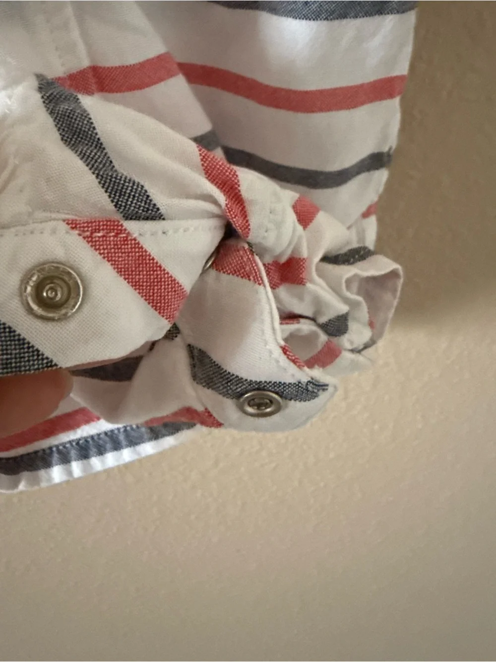 GAP White Romper with Red and Navy Stripes